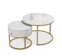 Vicco Juego de Mesa de Centro Madrid, Mármol Blanco, 70 x 70 cm