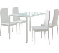 Vicco Juego de mesa de comedor 120 x 75 cm con 4 sillas, blanco
