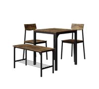 Vicco Juego de Mesa de Comedor Fyrk, Negro/Roble rústico, 70 x 70 cm 4 Partes