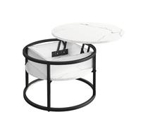 Vicco Mesa Baja Marlo, Mármol Blanco, 57 x 57 cm, con Tablero abatible para un Uso Flexible en el área de Estar