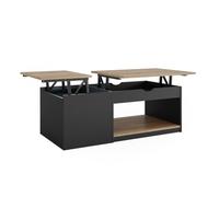 Vicco Mesa de Centro Avela, Negro, 55 x 110 cm, Plegable con Dos estantes para un Uso Flexible