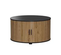 Vicco Mesa de Centro Selva, Roble/Negro 80 x 80 cm | con puerta corredera, con función de elevación y tablero de mesa ajustable en altura