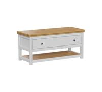 Vicco Mesa de Centro Vikla, Blanco/Roble, 100 x 40 cm | con tablero plegable, ajustable en altura para usar como mesa de trabajo o comedor