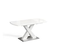 Vicco Mesa de comedor "Chinto", Blanco 120-160 x 80 cm | Extensible, con estructura en X y mecanismo de extensión sincronizado