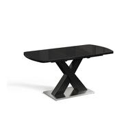 Vicco Mesa de comedor "Chinto", Negro 120-160 x 80 cm | Extensible, con estructura en X y mecanismo de extensión sincronizado