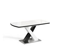 Vicco Mesa de comedor "Chinto", Negro/Blanco 120-160 x 80 cm | Extensible, con estructura en X y mecanismo de extensión sincronizado