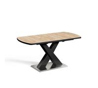 Vicco Mesa de Comedor Chinto, Negro/Roble rústico, 120-160 x 80 cm Extensible, con Estructura en X y Mecanismo de extensión sincronizado