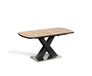 Vicco Mesa de Comedor Chinto, Negro/Roble rústico, 120-160 x 80 cm Extensible, con Estructura en X y Mecanismo de extensión sincronizado