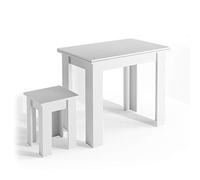Vicco Mesa de Comedor con Silla Roman, Blanco, 90 x 60 cm, Apto para soluciones de Esquina Que ahorran Espacio en el Comedor