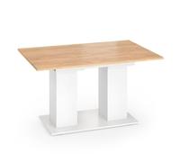 Vicco Mesa de Comedor Dix, Blanco/Roble Dorado, 140-180 x 90 cm | con tablero abatible y estructura extensible