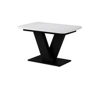 Vicco Mesa de comedor "Fenaro", Blanco/Negro 120-160 x 80 cm | extensible, con extensión sincronizada para longitud de mesa variable
