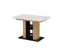 Vicco Mesa de comedor "Fenaro", Blanco/Roble dorado 120-160 x 80 cm | extensible con extensión sincronizada para longitud de mesa variable