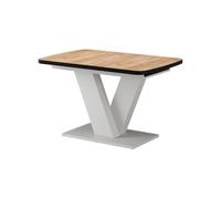Vicco Mesa de comedor "Fenaro", Roble dorado/Blanco 120-160 x 80 cm | extensible, con extensión sincronizada para longitud de mesa variable