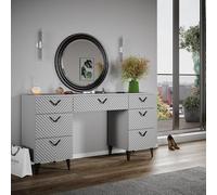 Vicco Mesa de Maquillaje Anett, Gris, 150 cm sin Espejo, con 7 cajones, Cajones para Mantener el Orden en Medio del desorden