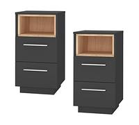 Vicco Mesa de Noche Beatrice, Antracita, Lote de 2, para el Almacenamiento Que Ahorra Espacio de Objetos Junto a la Cama