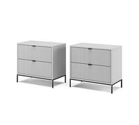 Vicco Mesilla de Noche Eliza, Gris, Lote de 2, combinable para Usar como Mesa Auxiliar o mesita de Noche