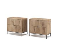 Vicco Mesilla de Noche Eliza, Roble Vikingo | Lote de 2, combinable para usar como mesa auxiliar o mesita de noche