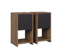 Vicco Mesilla de Noche EVO, Roble Dorado/Antracita | Lote de 2, apto para colocar libros, lámparas y objetos de uso cotidiano