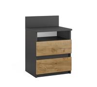 Vicco Mesilla de Noche Monty, Antracita/Roble Dorado, 39.6 x 59.1 cm, para Guardar Objetos cotidianos en el Dormitorio