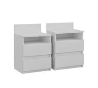 Vicco Mesilla de Noche Monty, Blanco, Lote de 2, para Guardar Objetos cotidianos en el Dormitorio