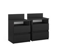 Vicco Mesilla de Noche Monty, Negro, Lote de 2, para Guardar Objetos cotidianos en el Dormitorio