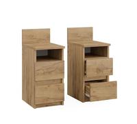 Vicco Mesilla de noche "Monty", Roble dorado 25 x 59.1 cm | Lote de 2, apto para colocación flexible junto a la cama o el sofá