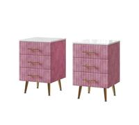 Vicco Mesilla de noche "Velia", Rosa 41 x 62 cm | Lote de 2, para guardar objetos cotidianos en el dormitorio