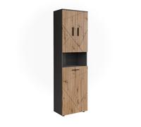 Vicco Mueble Alto Irma, Antracita/Artisan, 50 x 172 cm con 3 Puertas, con Cesta de Ropa integrada para Separar los Tipos de Prendas