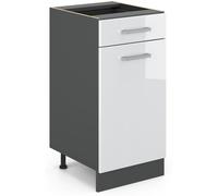 Vicco Mueble bajo de cocina 40 cm sin encimera, blanco alto brillo