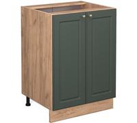 Vicco Mueble bajo de cocina 60 cm sin encimera, verde dorado casa de campo