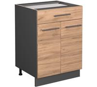 Vicco Mueble bajo de Cocina Fame-Line, Roble Dorado/Antracita, 60 cm con cajón, sin encimera