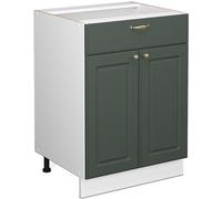Vicco Mueble bajo de Cocina Fame-Line, Verde Dorado Casa de Campo/Blanco, 60 cm con cajón, sin encimera