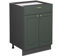 Vicco Mueble bajo de Cocina Fame-Line, Verde Dorado Casa de Campo/Antracita, 60 cm con cajón, sin encimera