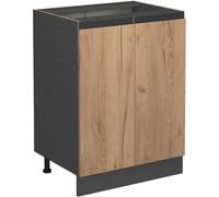 Vicco Mueble bajo de Cocina R-Line, Roble Dorado/Antracita, 60 cm En Forma de J, sin encimera