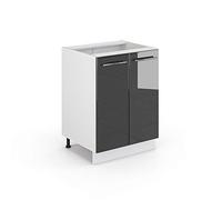 Vicco Mueble bajo de Cocina Fame-Line, Antracita Alto Brillo/Blanco, 60 cm sin encimera