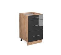 Vicco Mueble bajo de Cocina Fame-Line, Antracita Alto Brillo/Roble Dorado, 50 cm sin encimera