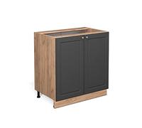 Vicco Mueble bajo de Cocina Fame-Line, Antracita-Oro, 80 cm con Estante, sin encimera, para Combinar con Otros módulos de la Serie Fame-Line