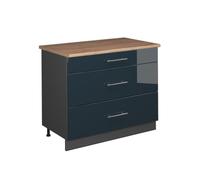 Vicco Mueble bajo de Cocina Fame-Line Azul Oscuro Brillo/Antracita 100 cm