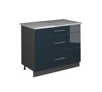 Vicco Mueble bajo de Cocina Fame-Line Azul Oscuro Brillo/Antracita 100 cm