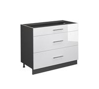 Vicco Mueble bajo de Cocina Fame-Line Blanco Alto Brillo/Antracita 100 cm