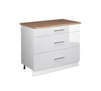 Vicco Mueble bajo de Cocina Fame-Line, Blanco Alto Brillo/Blanco, 100 cm