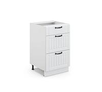 Vicco Mueble bajo de Cocina Fame-Line, Blanco casa de Campo, 50 cm sin encimera, para Combinar con Otros módulos de la Serie Fame-Line