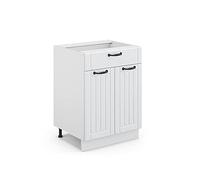 Vicco Mueble bajo de Cocina Fame-Line, Blanco casa de Campo, 60 cm con cajón, sin encimera, para Combinar con Otros módulos de la Serie Fame-Line