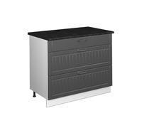 Vicco Mueble bajo de Cocina Fame-Line, Gris Oscuro/Blanco, 100 cm