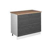 Vicco Mueble bajo de Cocina Fame-Line, Gris Oscuro/Blanco, 100 cm
