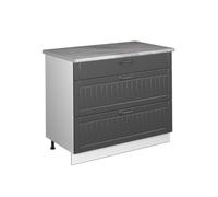 Vicco Mueble bajo de Cocina Fame-Line, Gris Oscuro/Blanco, 100 cm