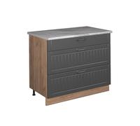 Vicco Mueble bajo de Cocina Fame-Line, Gris Oscuro/Roble Dorado, 100 cm