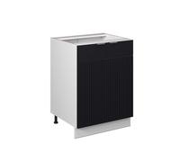 Vicco Mueble bajo de cocina "Fame-Line", Rayas negras/Blanco 60 cm | Frente de MDF · Sin encimera · Patas regulables en altura · Tiradores de metal · Cierre suave