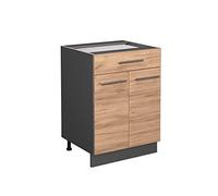 Vicco Mueble bajo de Cocina Fame-Line, Roble Dorado, 60 cm con cajón, sin encimera, para Combinar con Otros módulos de la Serie Fame-Line