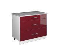 Vicco Mueble bajo de Cocina Fame-Line Rojo Burdeos Brillo/Blanco 100 cm